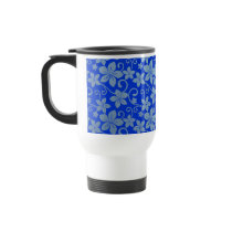 Shades of Blue Plumeria Blooms Mugs