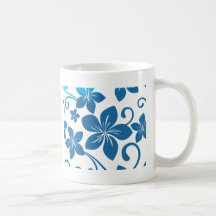 Shades of Blue Plumeria Blooms Mug