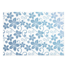 Shades of Blue Plumeria Blooms Personalized Invite