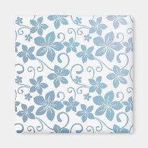 Shades of Blue Plumeria Blooms Refrigerator Magnet