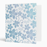 Shades of Blue Plumeria Blooms Vinyl Binder