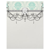 shades of green and ivory damask design letterhead template