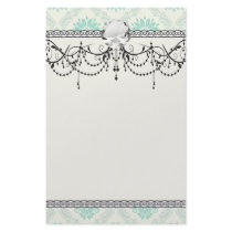 shades of green and ivory damask design stationery design