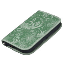 Shades Of Green Vintage Flowers And Swirls Pattern Organizers
