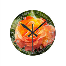 Shades of Orange Rose Round Wall Clock