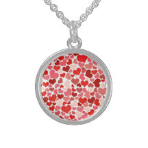 Shades of Pink and Red Hearts Background Personalized Necklace