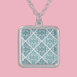 Shades of Teal Damask necklaces