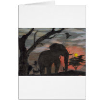 Shadow Elephant Greeting Cards