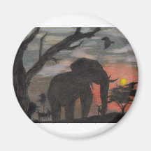 Shadow Elephant Refrigerator Magnets