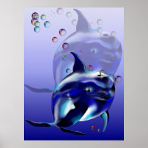 Shadowed Blue Dolphin Poster