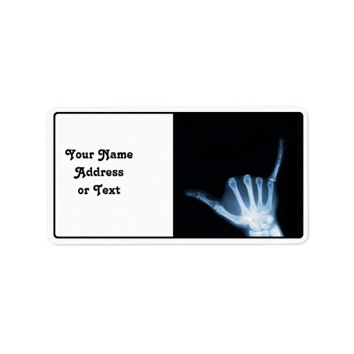 Shaka Sign X-Ray (Hang Loose) Address Label