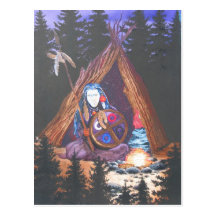 Shaman Wearing a White Man Mask Postcards