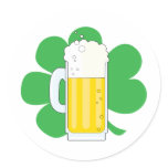 Shamrock and Beer Round Sticker