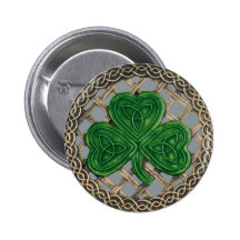 Shamrock And Celtic Knots Button Grey