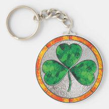 Shamrock en verre porte-clé