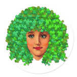Shamrock Girl Round Sticker