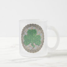 Shamrock, Lattice And Celtic Knots On Grey Mug