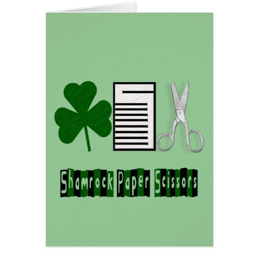 Shamrock, Paper, Scissors-Greeting Card