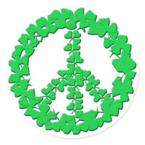 Shamrock Peace Sign Products Round Stickers
