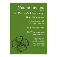 Shamrock St. Patrick's Day Party Invite