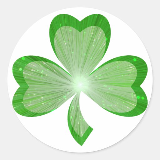 Shamrock sticker round white