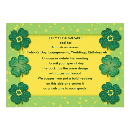 shamrocks irish lucky clover custom personalized announcements