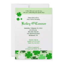 SHAMROCKS ST PATRICKS DAY GREEN Baby Shower Custom Announcements