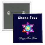 Shana Tova Jewish Star Pinback Button
