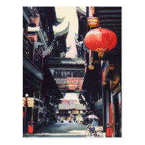 "Shanghai Market" China Watercolor postcards