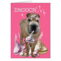 SHAR-PEI GIVES  KISSES AND SMOOCHES CARD