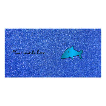 Shark blue glitter custom photo card
