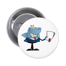 Shark Businessman Showing Contract Pin