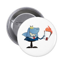 Shark Businessman Showing Flaming Contract Pins