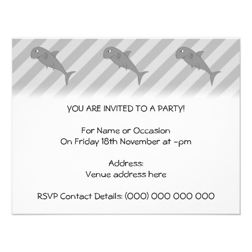 Shark Cartoon. Personalized Invitations