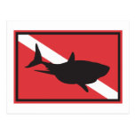 Shark Diving Flag Post Cards