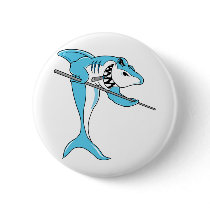 Shark Playing Billiards Pinback Buttons