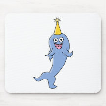 Shark wearing a Party Hat. Mousepad
