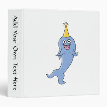 Shark wearing a Party Hat. Vinyl Binder
