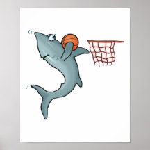 sharking dunking basketball posters