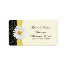 Shasta Daisy Floral Wedding Address Labels