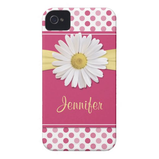 Shasta Daisy Pink Polka Dot iPhone 4 Case