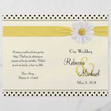 Shasta Daisy Polka Dot Wedding Program Flyers