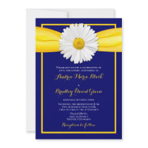 Shasta Daisy with Yellow Ribbon Wedding Invitation