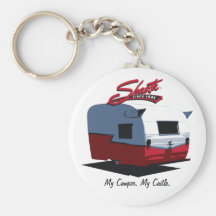 Shasta Vintage Camper - red Keychains