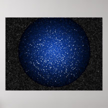 Shattered Deep Blue Orb With Black Grey Background Print
