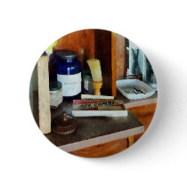 Shaving Brush and Box of Combs Pinback Buttons