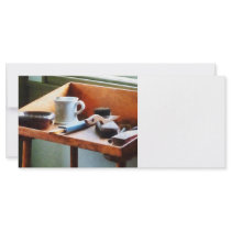 Shaving Mug, Razor and Brushes Rack Card Design