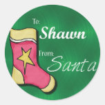 Shawn Personalized Christmas Label Round Sticker