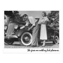 "She gives me nothing but pleasure." Postcard