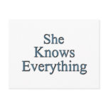 She Knows Everything blu Postcards